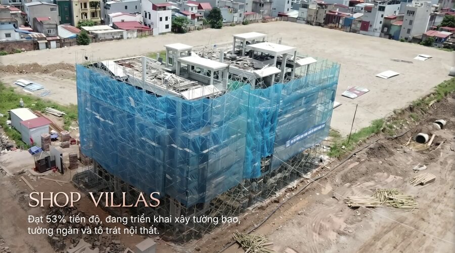 Khu mẫu shop villase Anmaison đã cất nóc và đang xây tường bao quanh