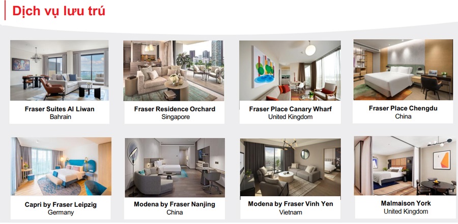 Kinh doanh lưu trú dài hạn và nghỉ dưỡng trọng điểm, sở hữu 4,7 tỷ đô la Singapore tài sản quy mô khoảng 16.800 đơn vị đang vận hành.